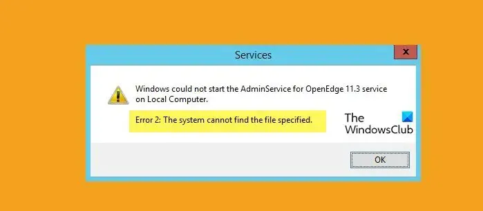 Errore servizi 2: il sistema non riesce a trovare il file specificato