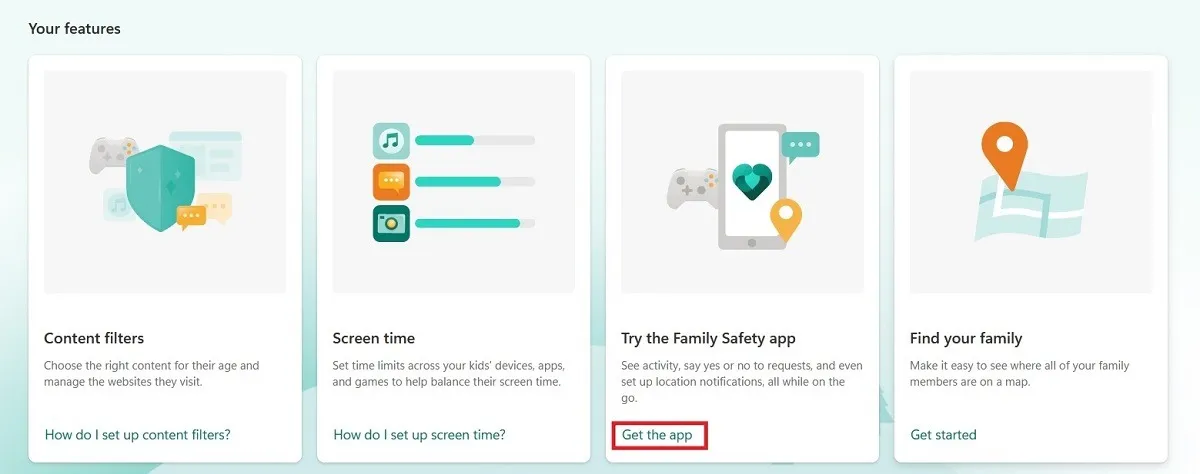 Ottenere l'app Family Safety dal Web.
