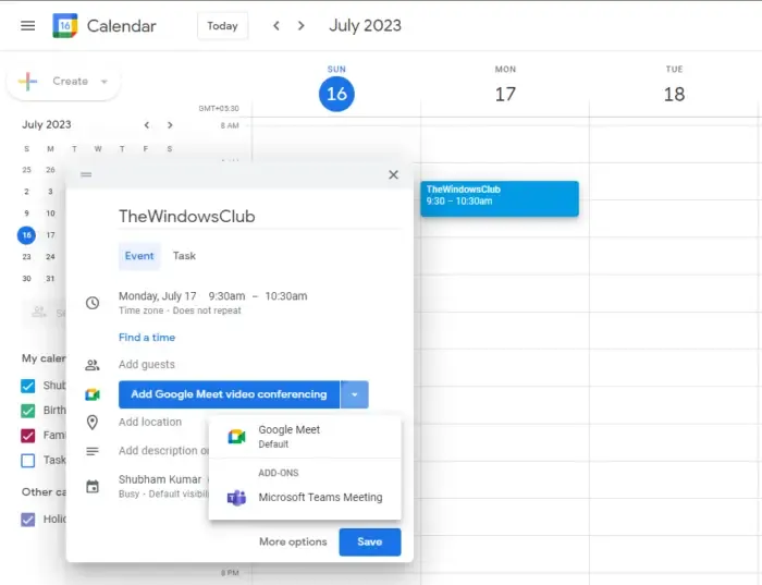 Richten Sie Teambesprechungen im Google Kalender ein