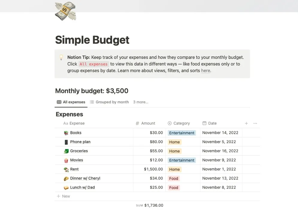 簡單預算免費概念模板