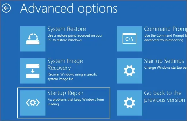 Reparación de inicio de PC con Windows