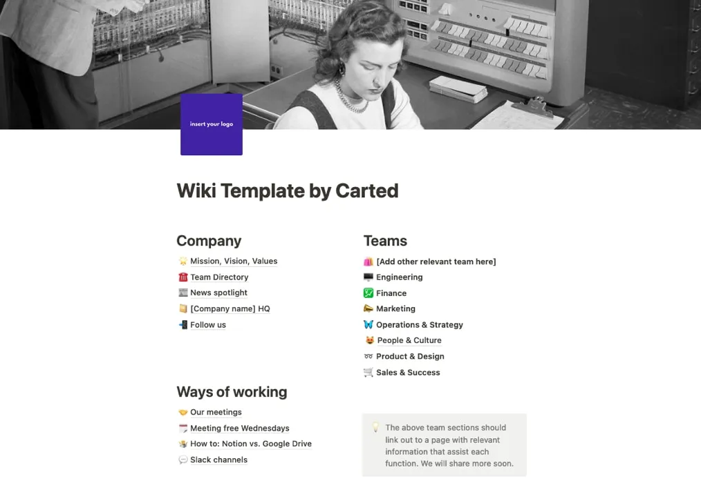 Startup Team Wiki テンプレートのメイン ページ