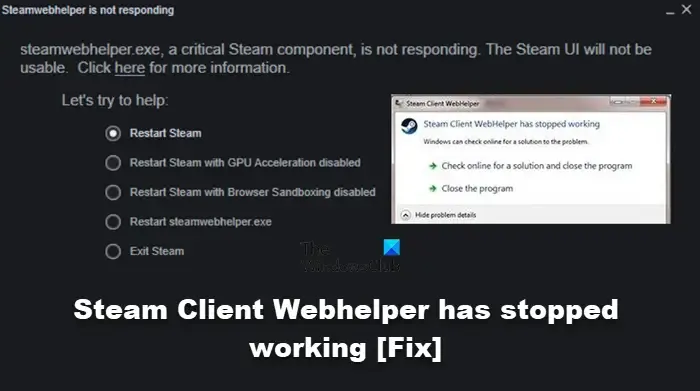 Steam クライアント Webhelper が動作を停止しました [修正]