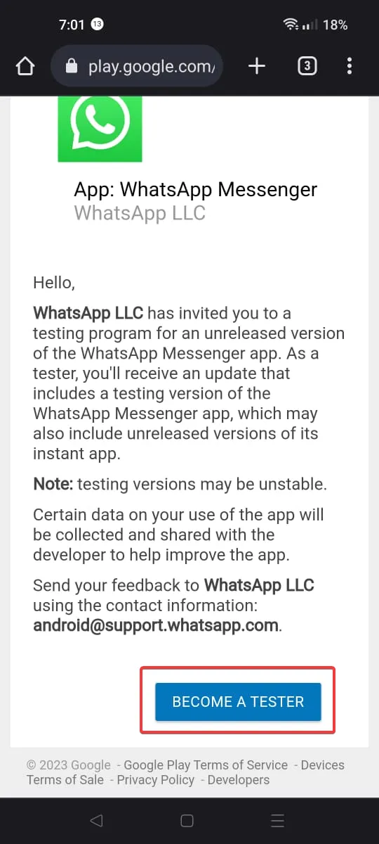 Word een tester WhatsApp-scherm delen
