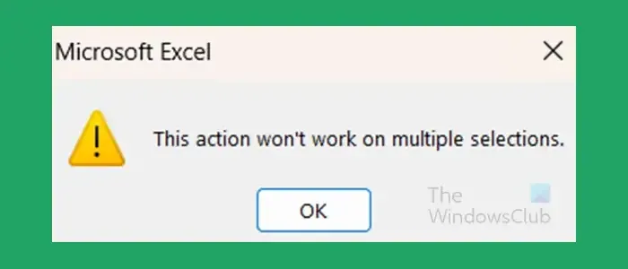 この操作は複数選択した場合には機能しません - Excel