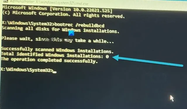 Total des installations Windows identifiées 0 dans Windows 11/10