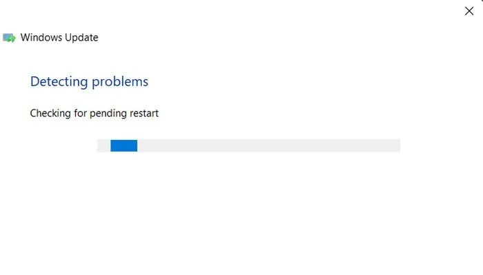 El solucionador de problemas de Windows Update busca problemas.