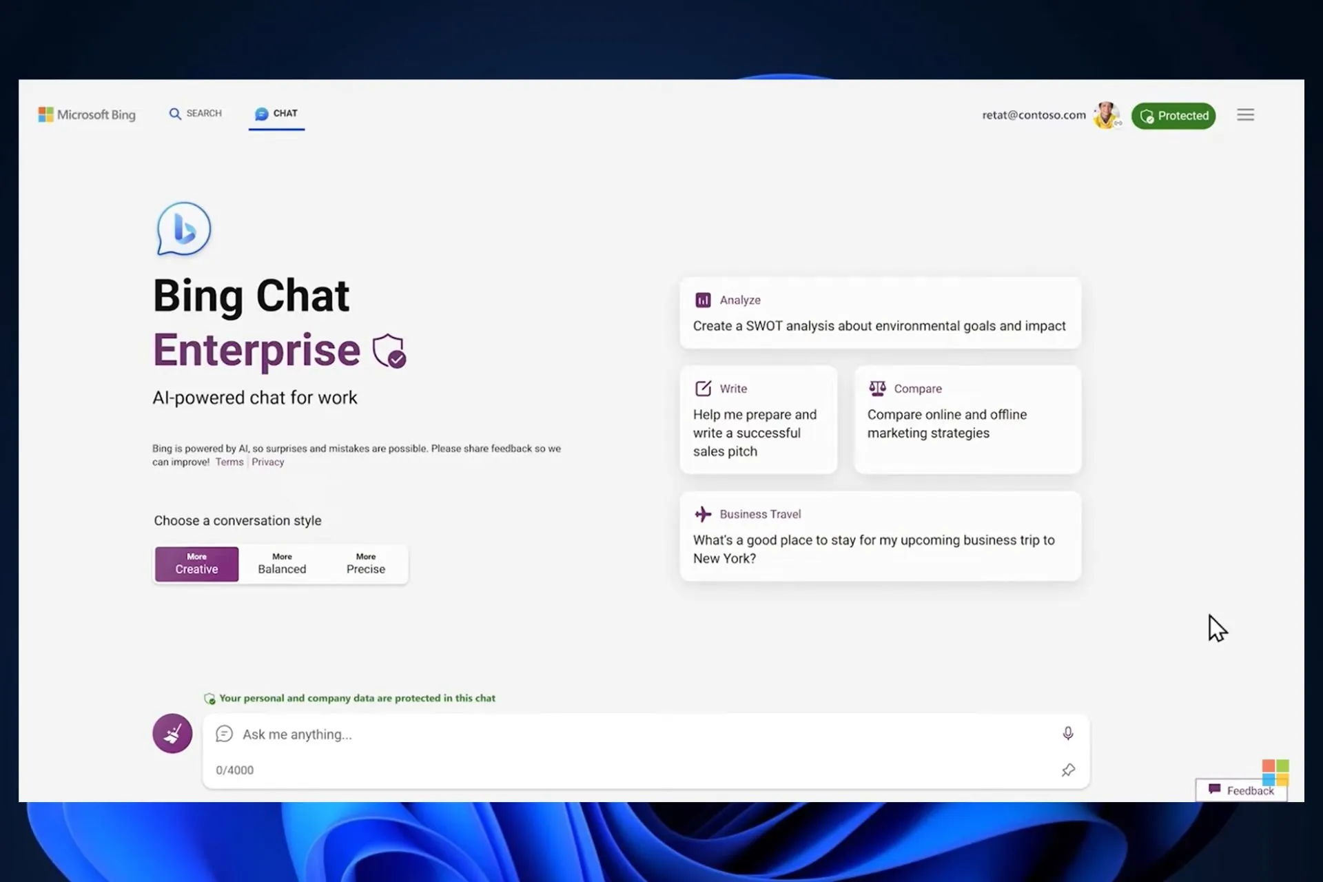 Bing Chat-Unternehmenskonto