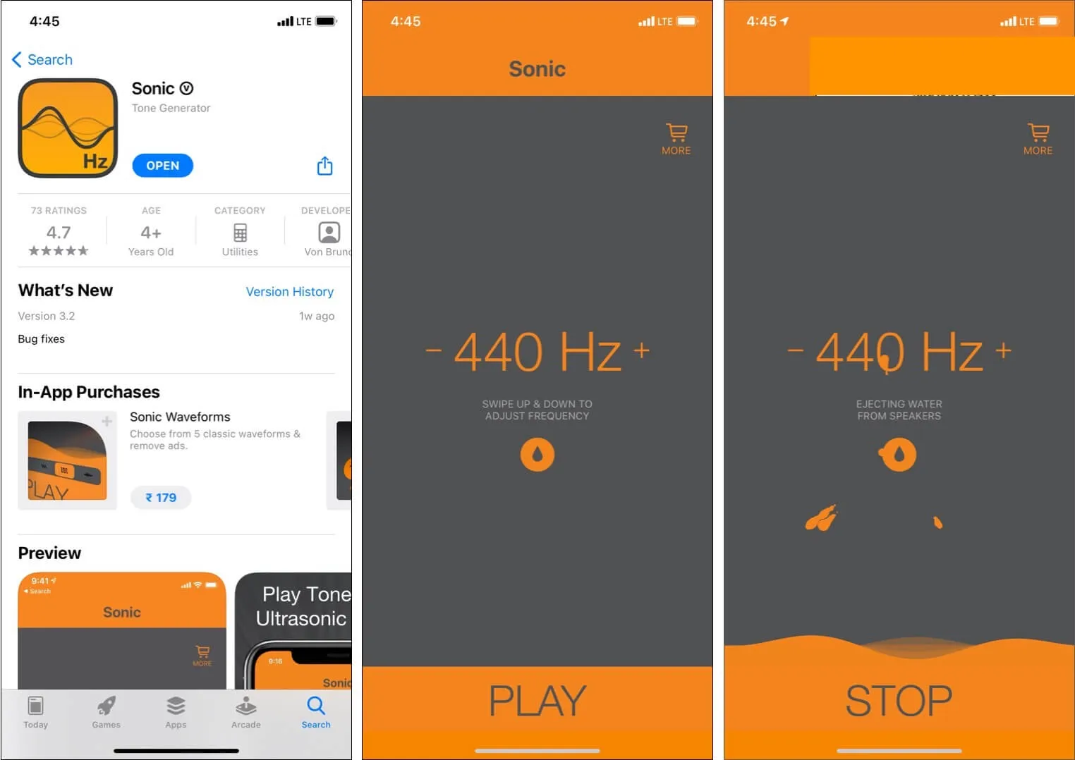 Verwenden Sie die Sonic-App, um Wasser aus dem iPhone-Lautsprechergrill auszustoßen