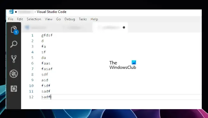 Testo sfocato di Visual Studio Code