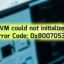 VM não pôde inicializar, erro 0x80070539 Hyper-V