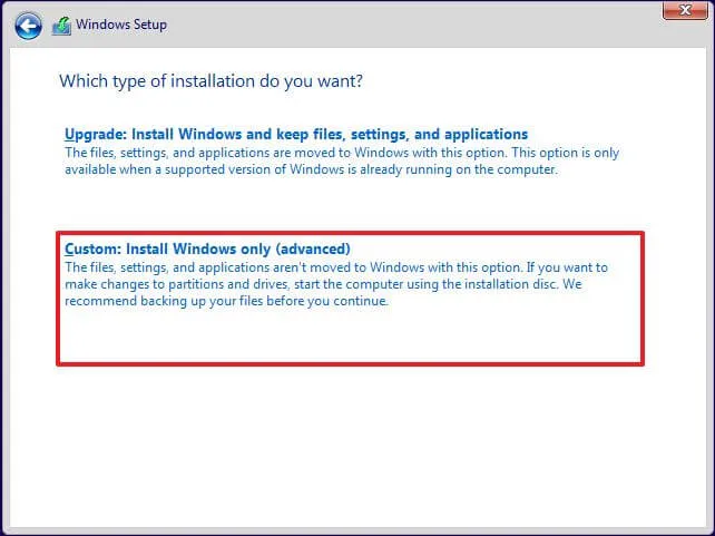 Windows 10 カスタム インストール オプション