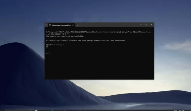Come abilitare Desktop remoto utilizzando il prompt dei comandi su Windows 10