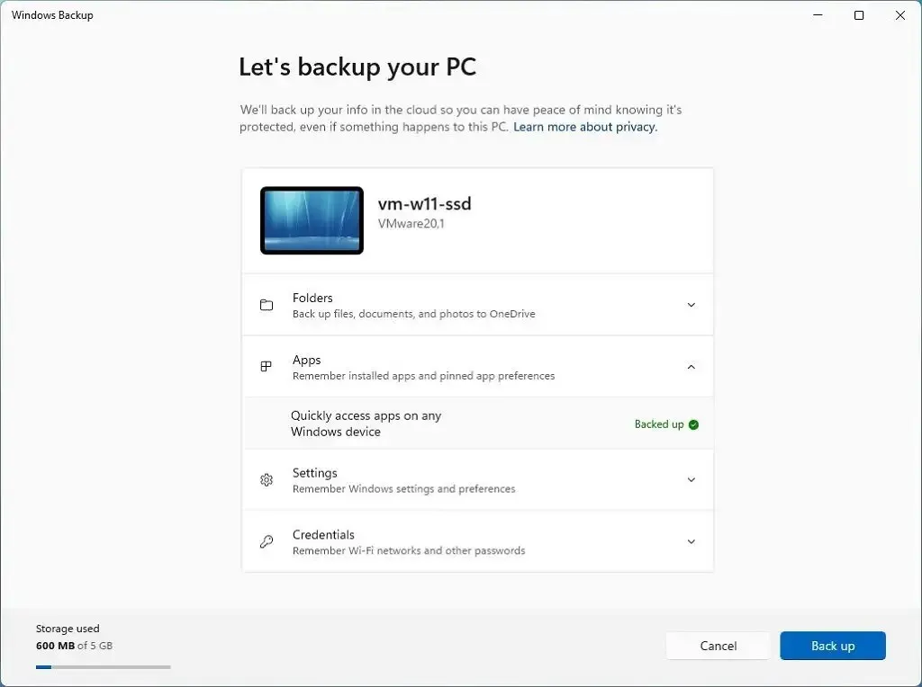 Back-up-app voor Windows 11