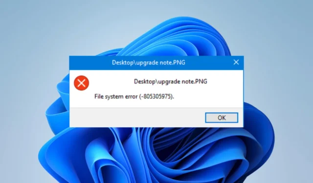 Error del sistema de archivos (-805305975): cómo solucionarlo