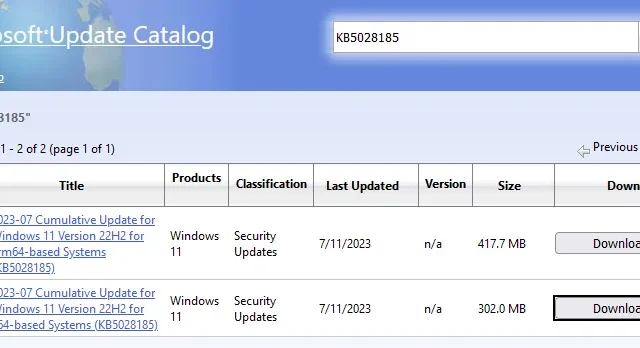 Beveiligingspatch voor Windows 11 KB5028185 juli 2023 nu beschikbaar