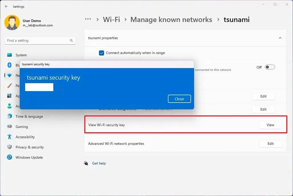 Windows 11 nouvelle option de recherche de mot de passe Wi-Fi