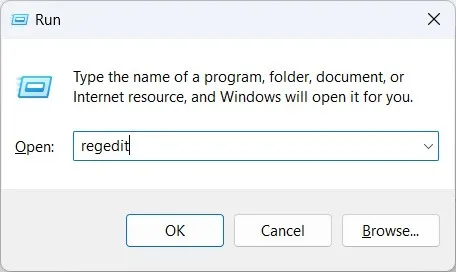 Apertura dell'Editor del Registro di sistema utilizzando Windows Esegui