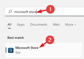 Suchen Sie nach Microsoft Store