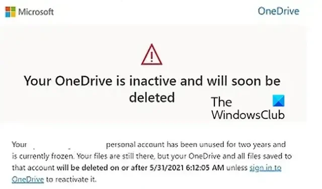 Uw OneDrive is inactief en wordt binnenkort verwijderd