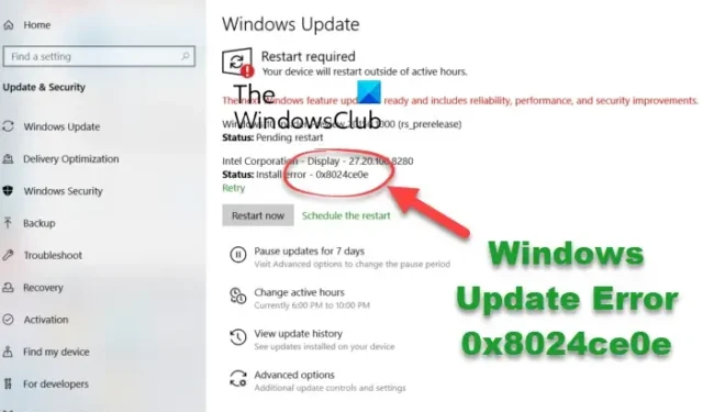 0x8024ce0e, Kan Windows Update niet installeren