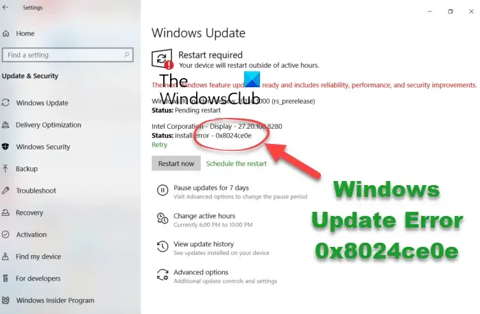 Herstel Windows Update-fout 0x8024ce0e