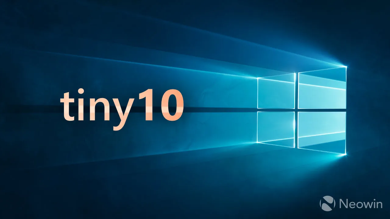 Originele Windows 10s-achtergrond met daarop tiny10