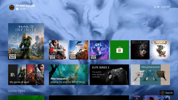 Een GIF met een speciale achtergrond voor Xbox Dashboard