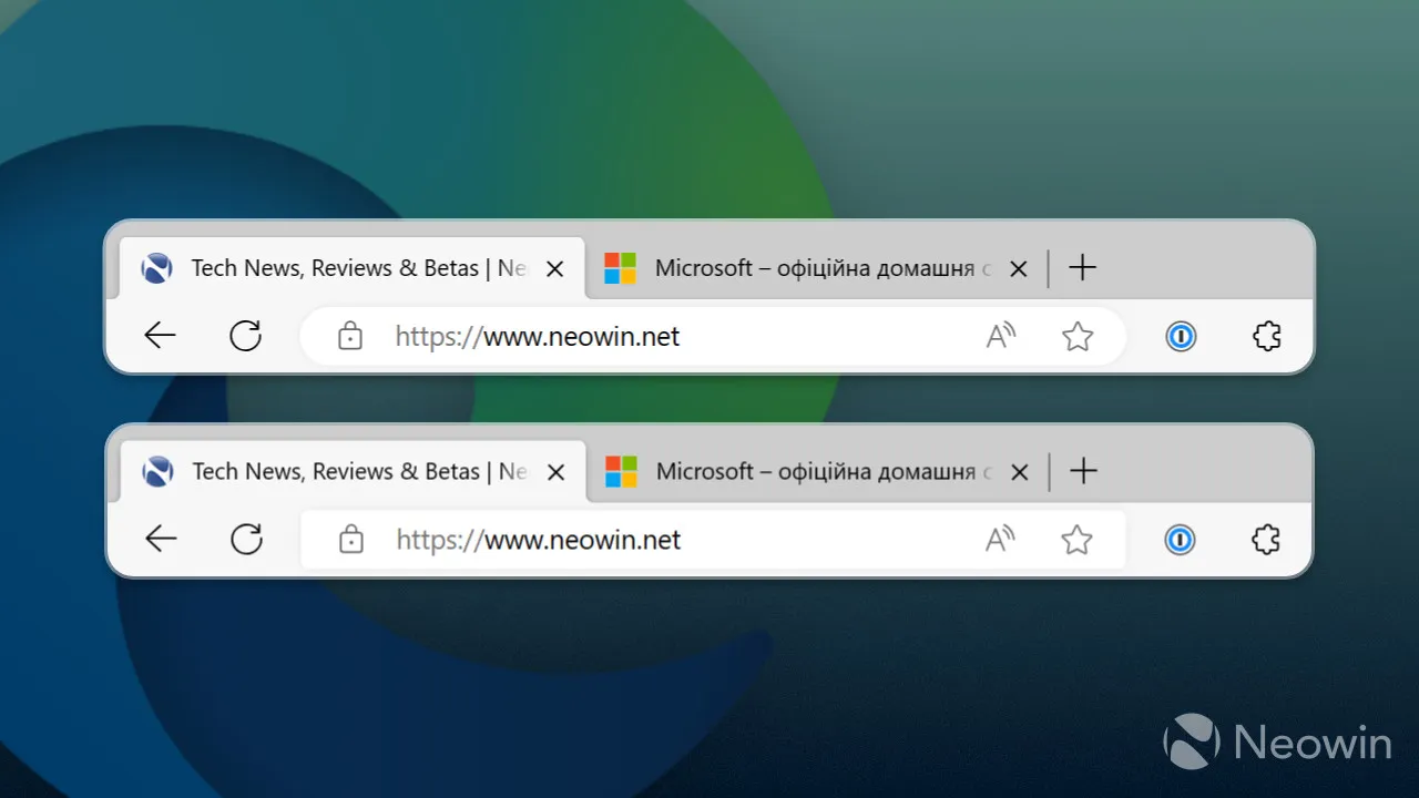 Een afbeelding met twee varianten van de adresbalk in Microsoft Edge