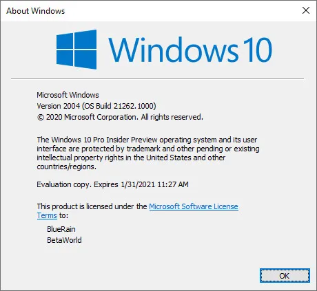 Windows 10 build 21262 entrant dans le semestre de développement de Windows 11 21H2 cobalt
