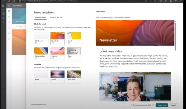 Microsoft SharePoint は、ユーザーがニュース投稿を電子メールとして共有する方法を追加します