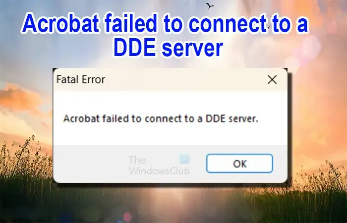 Acrobat n'a pas réussi à se connecter à un serveur DDE