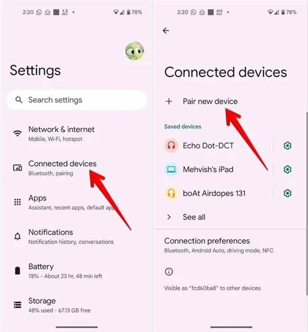 Koppel nieuw apparaat in verbonden apparaten op Android