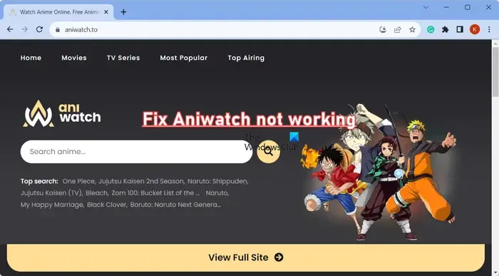 Aniwatch werkt niet