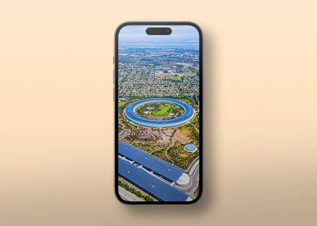 Apple Park drone-weergave iPhone wallpaper gratis te downloaden