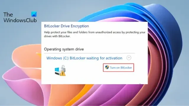 Corrigir o erro BitLocker Waiting for Activation no Windows 11/10