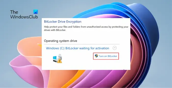 BitLocker wartet auf Aktivierungsfehler