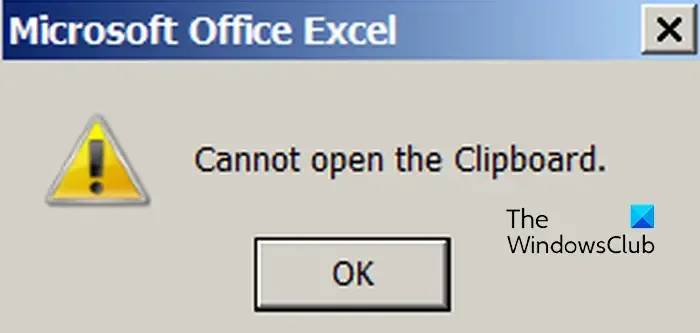 Não é possível abrir a área de transferência no Excel