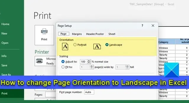 Como alterar a orientação da página para paisagem no Excel
