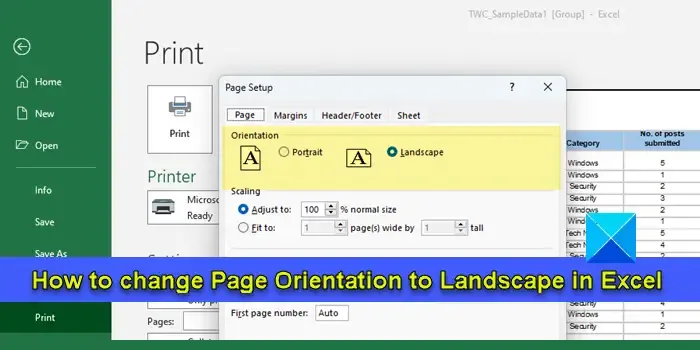 Alterar a orientação da página no Excel