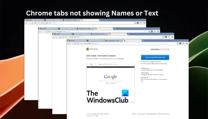 As guias do Chrome não mostram nomes ou texto