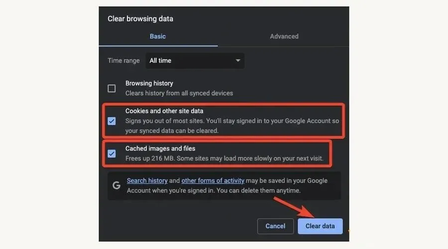 Chrome limpar cookies e dados em cache