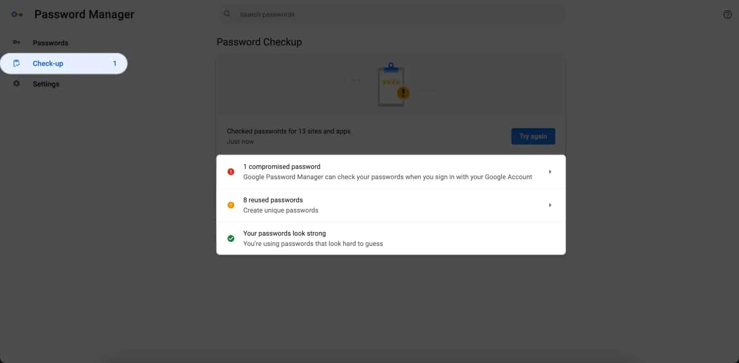 Klik op Controleren om het wachtwoord te controleren