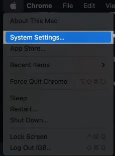 Klik op Systeeminstellingen op macOS Ventura