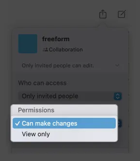 権限をクリックし、自由形式で変更できるを選択します