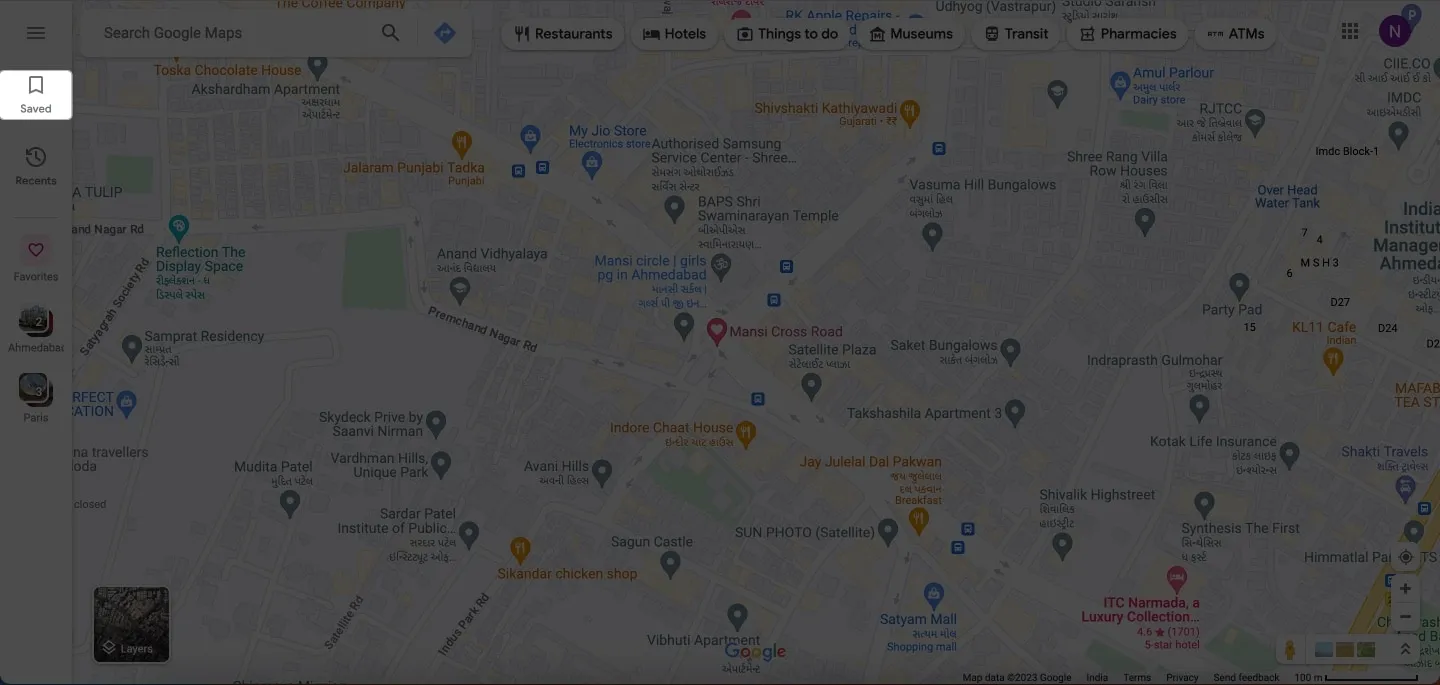 Klik op de opgeslagen optie op Google Maps