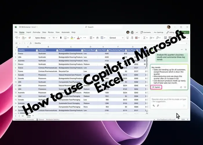 comment utiliser le copilote dans Microsoft Excel