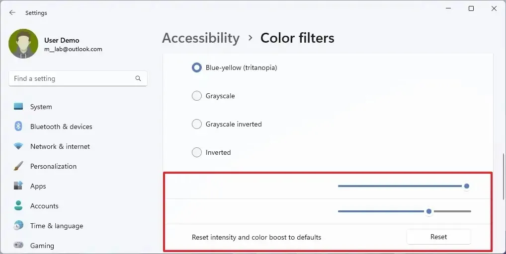 I filtri colorati cambiano intensità