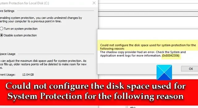 Impossibile configurare lo spazio su disco utilizzato per la protezione del sistema 0x80042306