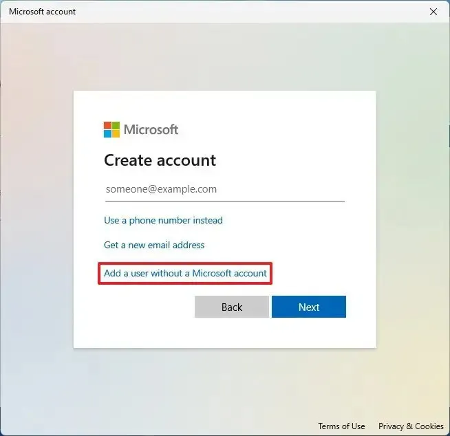 Aggiungi un utente senza un account Microsoft